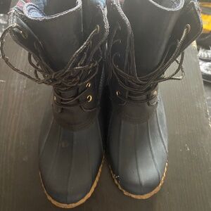 Vintage Hilfiger twRussel Women's Duck Rainboots, size 10, in Navy/Plaid